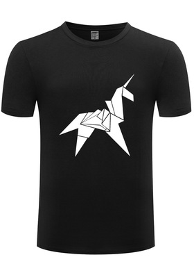 2017新款男式短袖T恤 Origami Unicorn 酷 独角兽 厂家直销