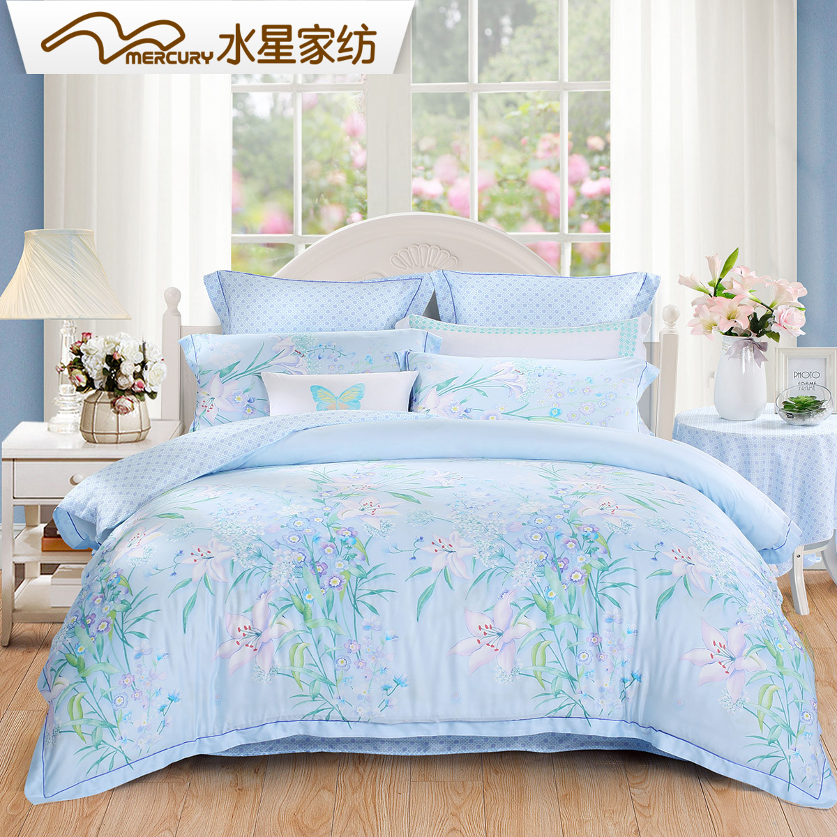 活性印花四件套莱赛尔缎纹天丝