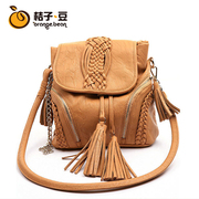 Autumn 2015 tassels Orange bean bag slung female Xia Liu Su bucket shoulder bag strap Crossbody bag