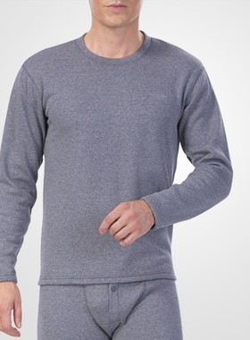 芬格兰84028男士正品羊毛精梳棉加绒加厚纯色圆领保暖内衣套装