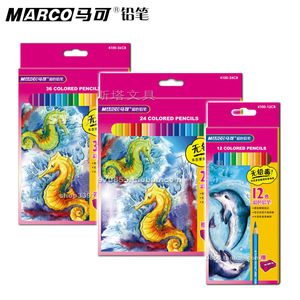MARCO 马可彩色铅笔4100-12 24 36色儿童小学生美术画画彩铅