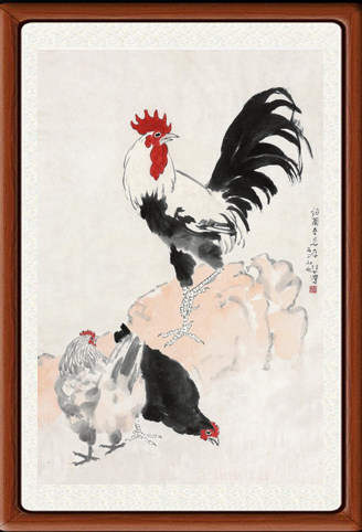 装饰画国画字画客厅挂画集八骏图奔马到成功徐悲鸿鸡三吉图赠装裱