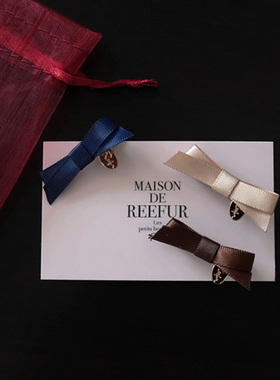 2020七夕发饰超小迷你蝴蝶结边夹发夹刘海少女酒红黑色鸭嘴夹儿童