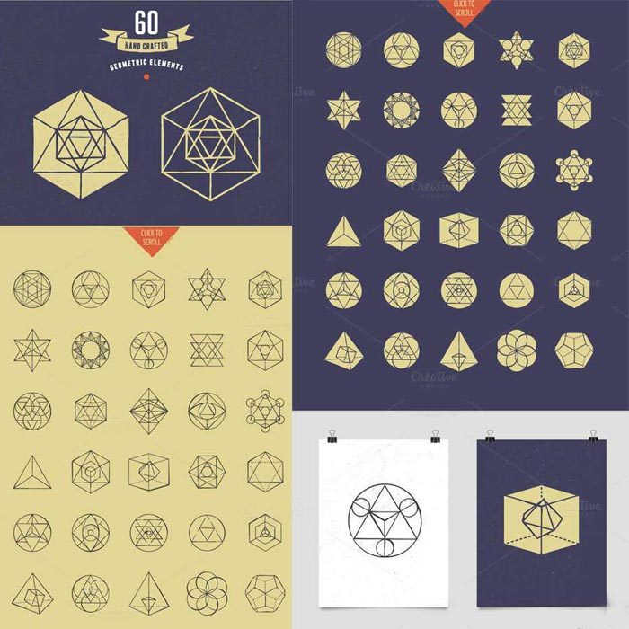 A2332矢量 抽象几何多边形多面体线条图案含PNG格式 AI设计素材