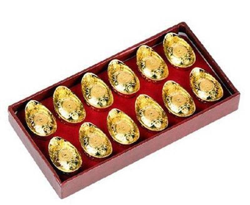 仿真仿纯铜合金元宝大清库银招进宝金腚金条摆件盒装礼品工艺品