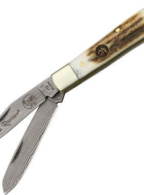 德国 HR 手工 户外口袋工具 鹿角手柄Trapper 大马钢 狩猎者