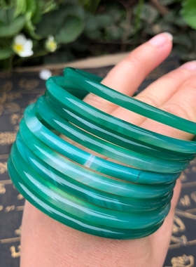 天然绿玉髓细条玛瑙手镯