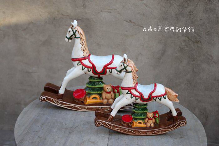彩绘复古美式乡村田园家居小装饰品生日工艺品陶瓷木马新房摆件