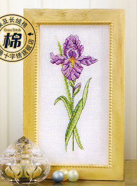 R线小小鱼 Col144-6花卉紫色鸢尾花餐厅精准印花印布十字绣套件