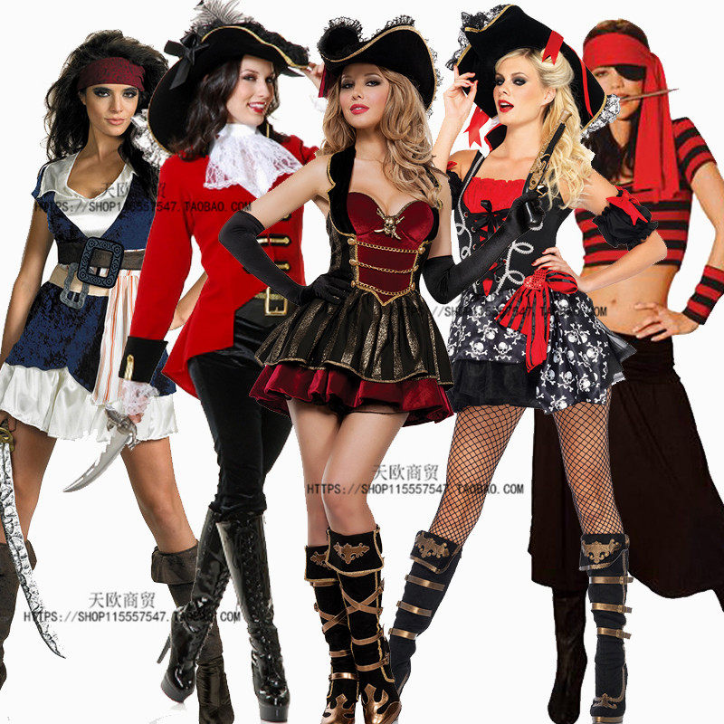 万圣节海盗衣服 男女加勒比海盗演出服装 成人杰克船长海盗造型衣