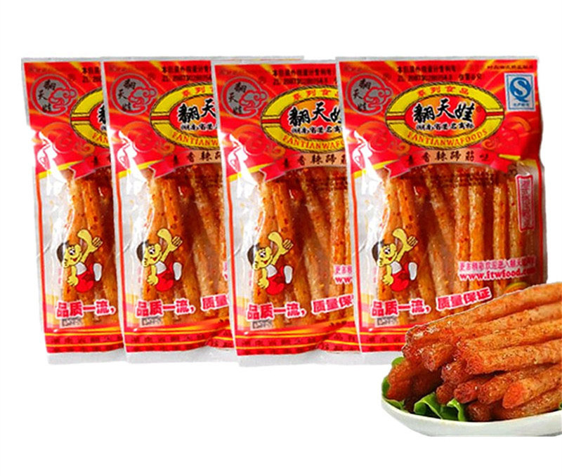 湖南特产小吃翻天娃辣条香辣蹄筋味素食面筋8090儿时怀旧麻辣零食