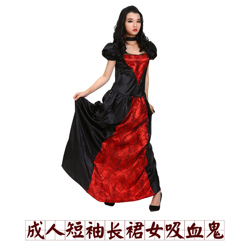 cosplay万圣节成人女吸血鬼衣服短袖长裙恐怖女吸血鬼演出服装