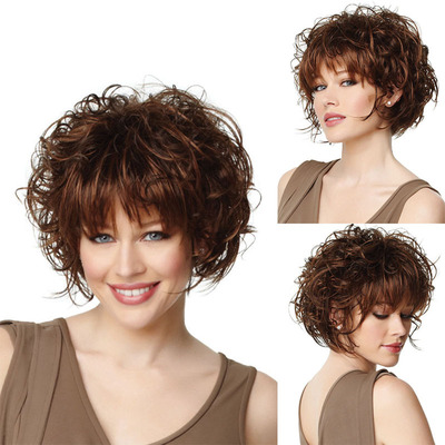 外贸热销假发欧美女士短卷发化纤
