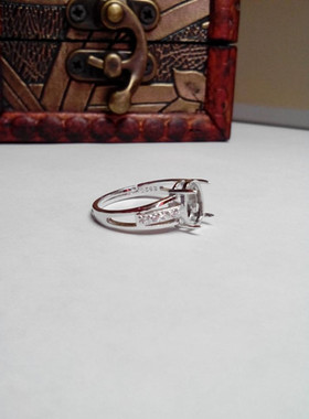 纯银925银水钻活口戒托