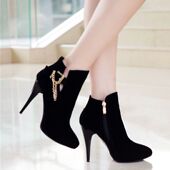 高跟尖头短靴 欧美尖头高跟短靴大码 50大码