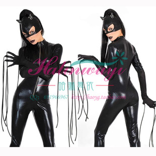 仿皮连体紧身猫女郎蒙面侠女服装夜店钢管舞热舞服夜场酒吧DS服