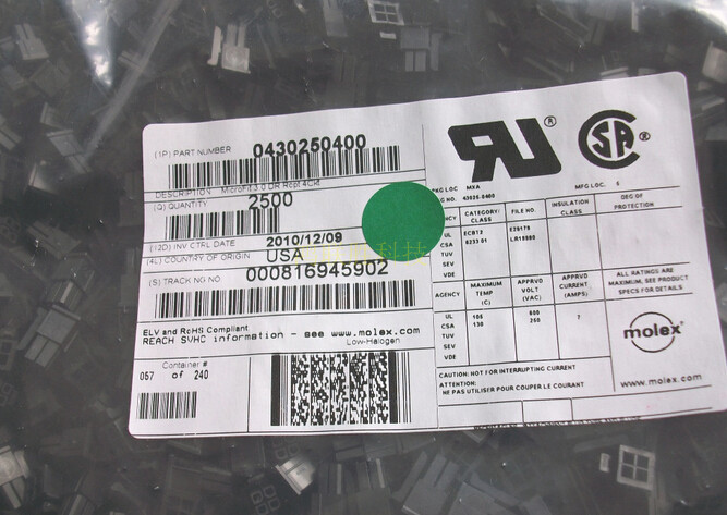 molex原装正品连接器430250400现货供应 43025-0400