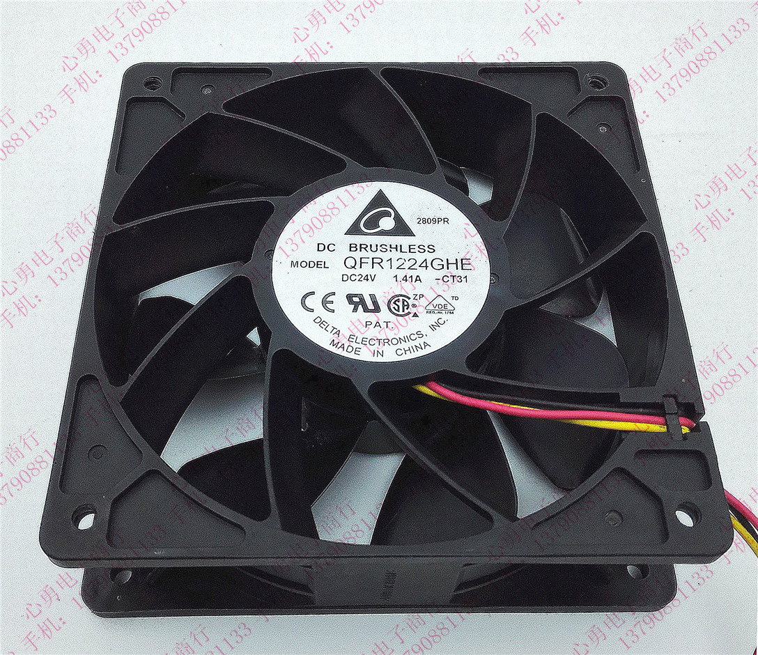 12CM  QFR1224GHE -CT31 24V 1.41A 12038 3线机箱设备散热风扇 - 实物图