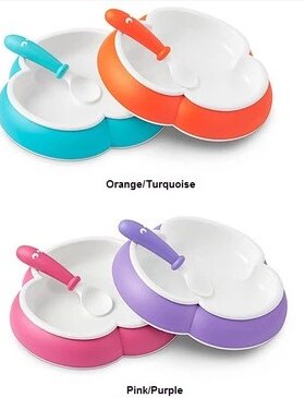 老款特价 美国babybjorn防滑餐盘碗+勺+叉 儿童餐具宝宝碗勺套