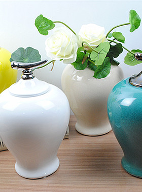 简约现代陶瓷高档裂纹釉储物罐家居饰品摄影背景样板房橱柜摆饰