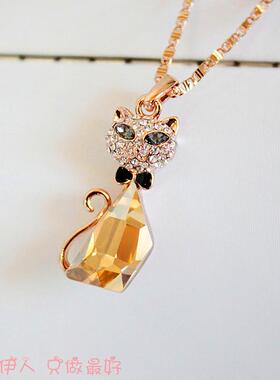 玫瑰金色多彩防过敏小项链包邮