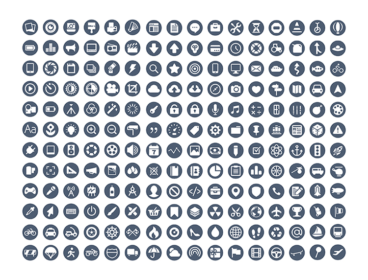 扁平化单色线性图标AI矢量素材 各种生活圆形小图标素材 设计素材