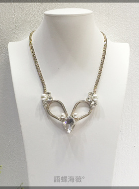 韩国进口夸张水滴短款晚宴毛衣链