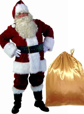 COS化装舞会服圣诞节服装圣诞服 金丝绒布圣诞老人送袋子圣诞老人