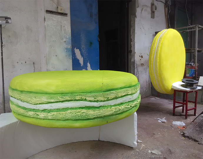 婚庆婚礼舞台道具马卡龙泡沫PU雕塑商场中庭橱窗美陈玻璃钢雕塑