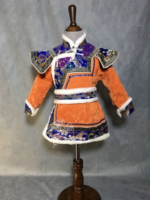 刺绣儿童蒙古袍圣诞节演出服饰