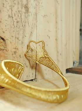 艺术饰品绕线纯黄铜五角星臂环