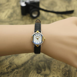 海达手表发条表复古间金椭圆带钻复古女表手动机械表库存全新