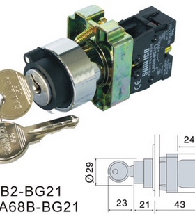 SB2(LA68B-B XB2)-BG21 金属钥匙旋转选择开关