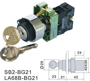 SB2(LA68B-B XB2)-BG21 金属钥匙旋转选择开关