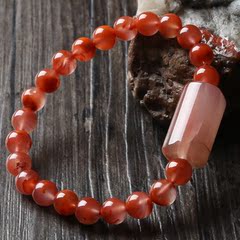 Bao less ice crystal clouds float Nan red agate barrel Bead Bracelet photo of the women and men of a single ring 0 the opening seconds