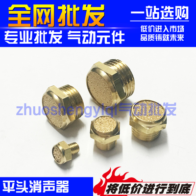 气动全铜平头消声器接头 电磁阀消音器BSLM-M5/01/02/03/04/6分