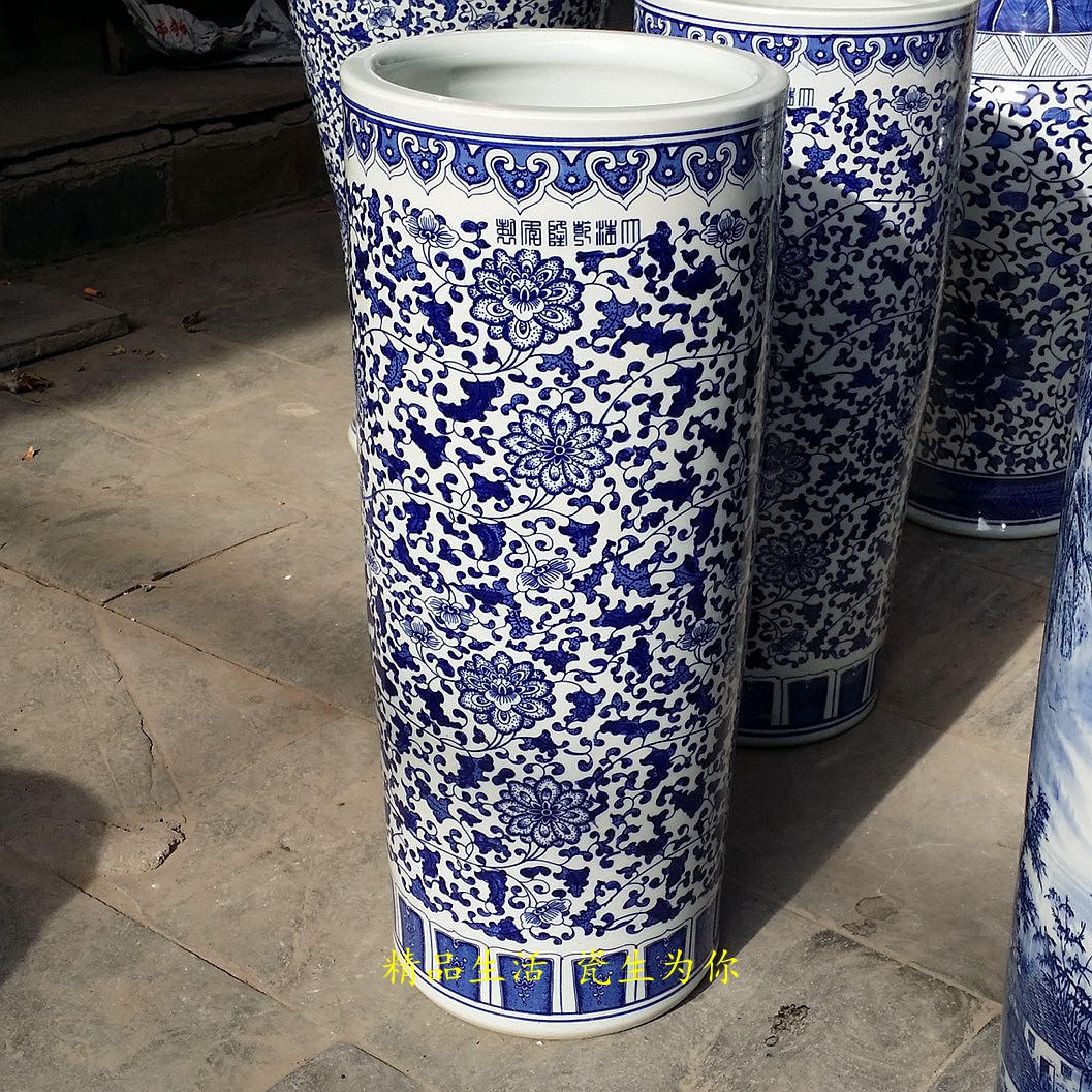 景德镇陶瓷器青花瓷字画筒书画卷轴缸大号花瓶雨伞筒插花剑筒摆件
