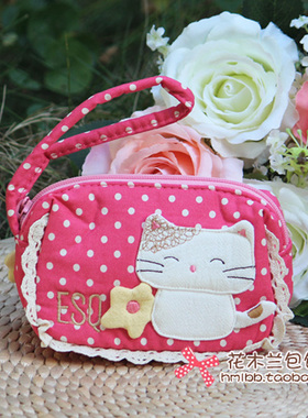 ESQ*朋友猫纯棉手拿包卫生棉卫生巾收纳包*化妆包*钥匙包61602