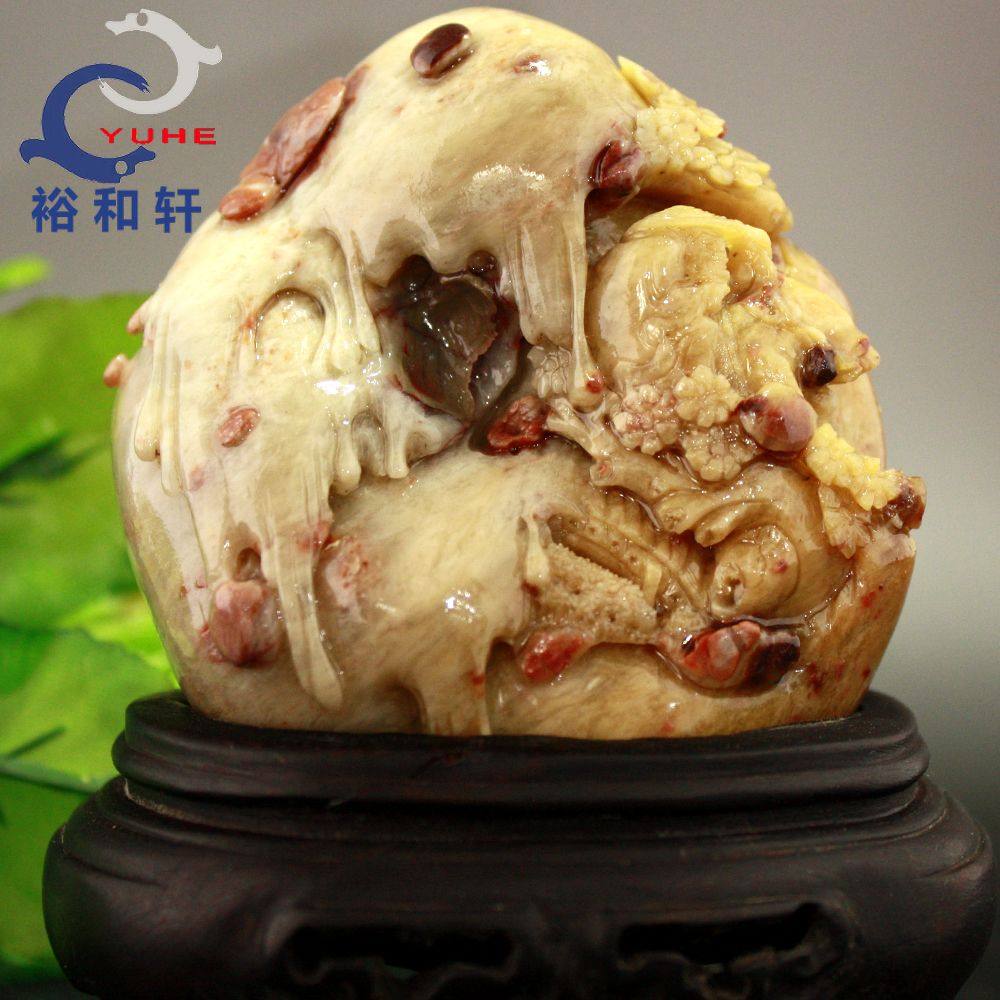 寿山石摆件 国石真品 鲎箕石 踏雪寻梅精美摆件特价【裕和轩】C7