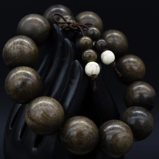 四川阴沉木乌木金丝楠木手串20mm 金丝猫眼佛珠手串手链 水波纹