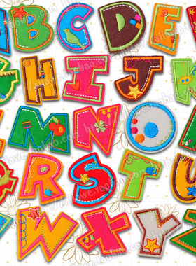 糖果色可爱儿童趣味布贴ABCEFG手作DIY小补丁26个英文字母可熨烫