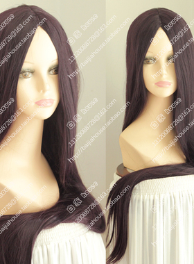 COS假发 100CM深紫色 1米 中分带头皮一米长直发 高温丝动漫假发