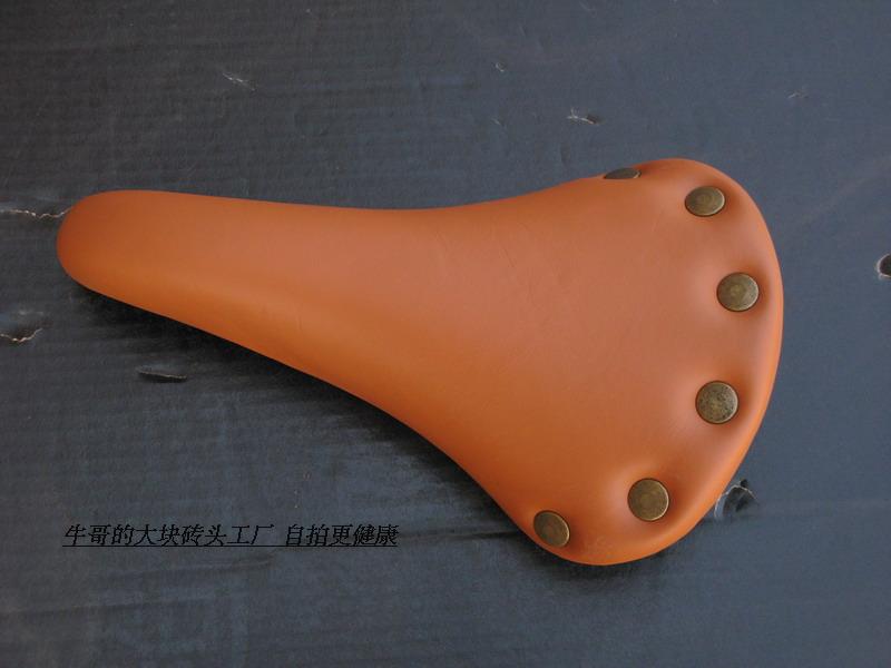 台湾复古公路自行车老款自行车改死飞 纯牛皮鞍座真皮坐垫 车座