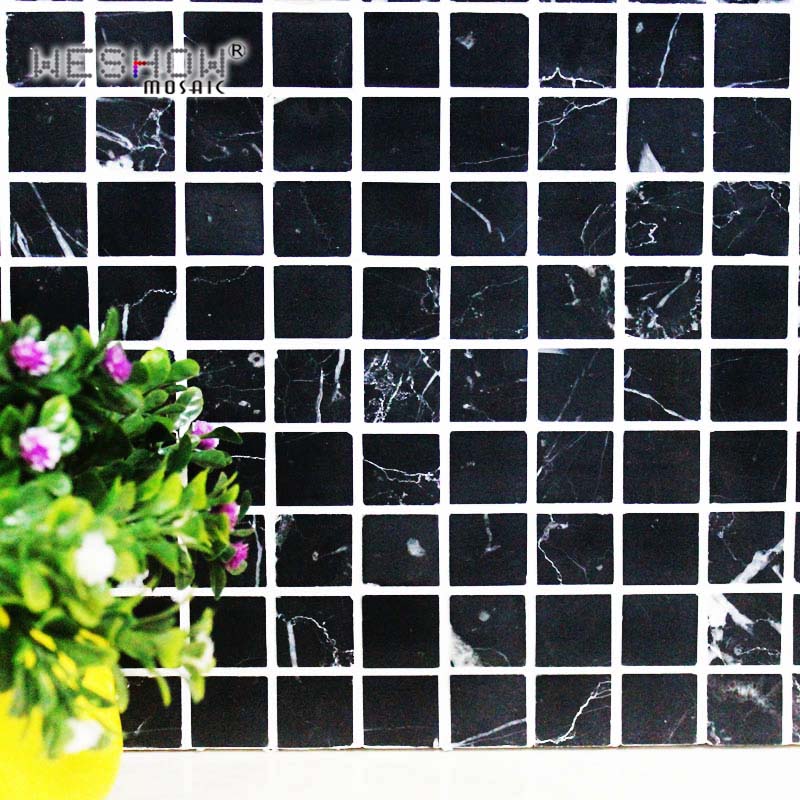 華鑠牌馬賽克背景墻天然大理石材黑白根黑色廚房衛浴馬賽克6220A