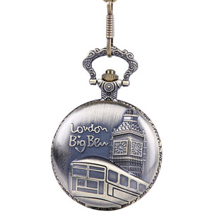 大号古典古铜粗链浮雕英国大笨钟巴士车复古怀表1087