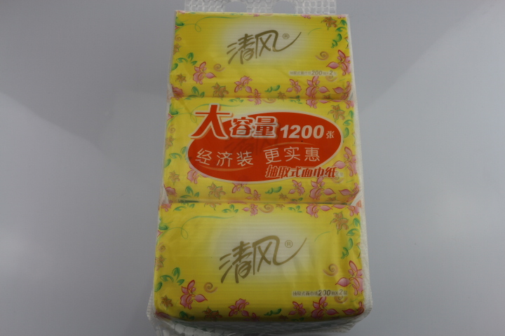 清风抽纸 200抽袋装 花韵 软抽  B338RCM  清风餐巾纸