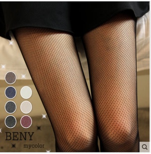 春秋薄款镂空网格超弹力天鹅绒无缝连接一体女士连裤袜子细腻性感