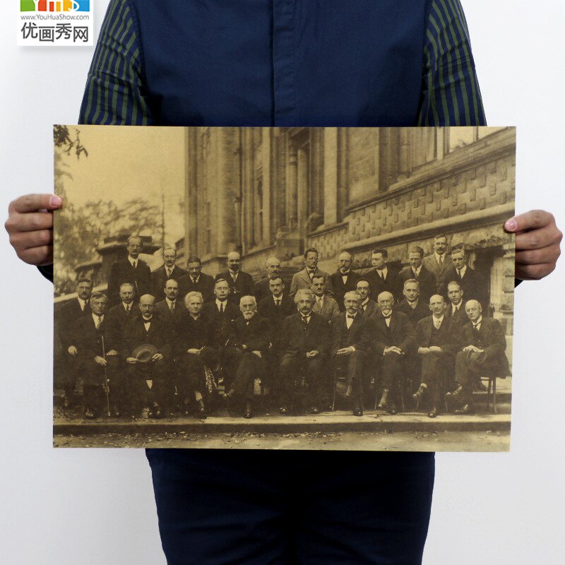 yhs 第五届索尔维会议 珍贵历史照片 物理学家人物复古海报装饰画