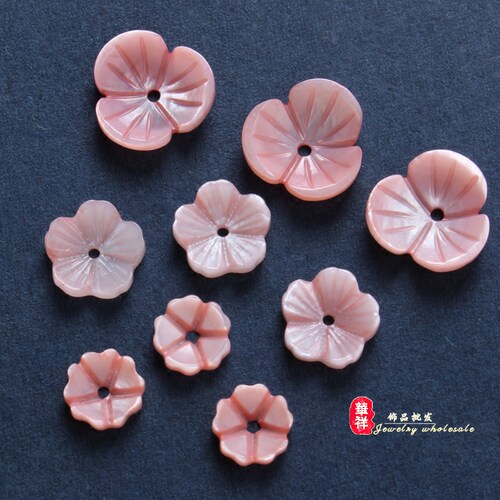 diy天然粉色发簪耳饰贝壳花