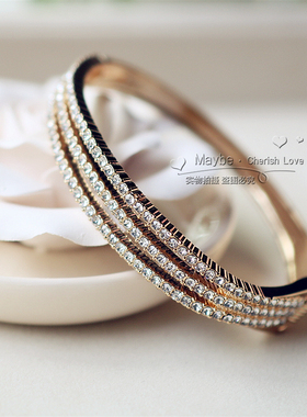 韩国饰品名媛风金属闪钻手镯